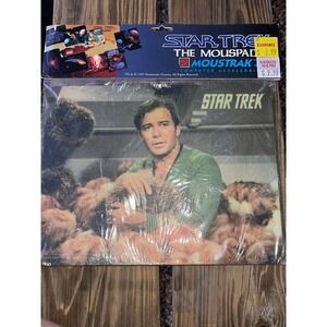 Vintage Star Trek Mouse Pad by Moustrak Captain Kirk and Tribbles New in Package